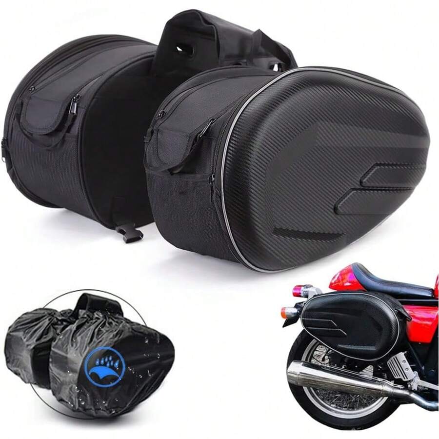 Cycling Bag, Motorcycle Side Bag, Waterproof Saddle Bag/Travel Bag, Expandable Capacity Travel Bag - Negro - Ver 1