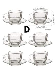 1 Set, Coffee Cup Set, Red Tea Cup, Multifunctional Glass Tea Cup With Tea Infuser - Heat Resistant, Reusable, Espresso, Juice, Cappuccino, 6 Cups 6 Saucers, Suitable For Home And Office Use - Multicolor - View 15