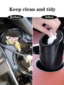 2pcs/1pc Car Trash Can With Lid, Car Trash Can Cup Holder, Portable Leak-Proof Car Garbage Can With Trash Bags, Front/Rear Seat Car Organizer Box, Suitable For Car, Home, Office - one-size - View 5