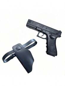 1 conjunto de adereços para festa de cosplay, modelo de pistola de brinquedo de plástico e couro, adereço anti-disparo para fotografia e performance de Halloween