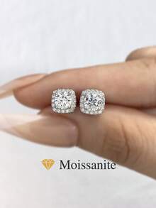 1 Pair Square Earrings 0.5CT-1.CT Moissanite Diamond Earrings S925 Sterling Silver Wedding Earrings Engagement Stud Earrings Luxury Jewelry For Gifts Girls Women Anniversary
