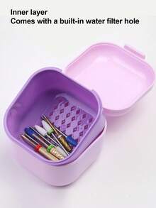 1/2/6pcs Manicure Tool Polishing Head Disinfection Box, Double Layer Filter Thick Cleaning Box, Portable Storage Box, Suitable For Nail Salons