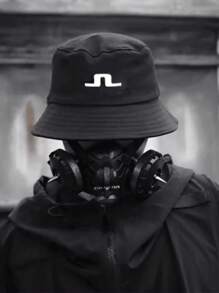 Versatile! Black & White Blend Bucket Hat, Abstract N Letter Print, Practical Casual Golf Cap For Sun Protection - Multicolor - View 17