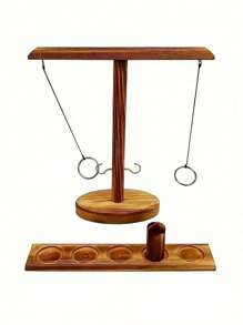 1pc Wooden Throwing Ring Game, Easy To Install, Ready To Play At Any Time, Convenient To Carry, Suitable For Courtyard Games, Bar, Family, Party Throwing Games, And Drinking Props For Festivals, Parties, And Gatherings(Random Delivery Of Styles) - Multicolor - View 1