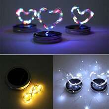 Solar Mason Jar Lid String Lights, 3/6/9/12/30Pack 20 Led 6.6FT String Fairy Star Firefly Jar Lids Lights With Hangers Included (Jars Not Included), For Mason Jar Patio Garden Wedding Lantern - ánh sáng trắng - Xem 5