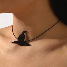 Mydear 1 件哥特式黑暗趣味假蜘蛛女巫帽蝙蝠项链，适合女性万圣节派对佩戴 - 黑色 - 查看 7