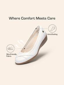 Women Wedge Flats 1.5 Inch Heel Classic Comfortable Dress Business Office Work Arch Support Ballet Flats Shoes - 白色 - 查看 4
