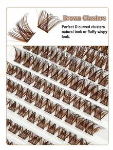 100pcs Brown Single Lashes, D-Curl Thick Stem 9-16mm, DIY False Eyelashes, Natural & Voluminous, Reusable, Suitable For Daily, Wedding, Date, Party, Music Festival, Spring Travel - D - 查看 2