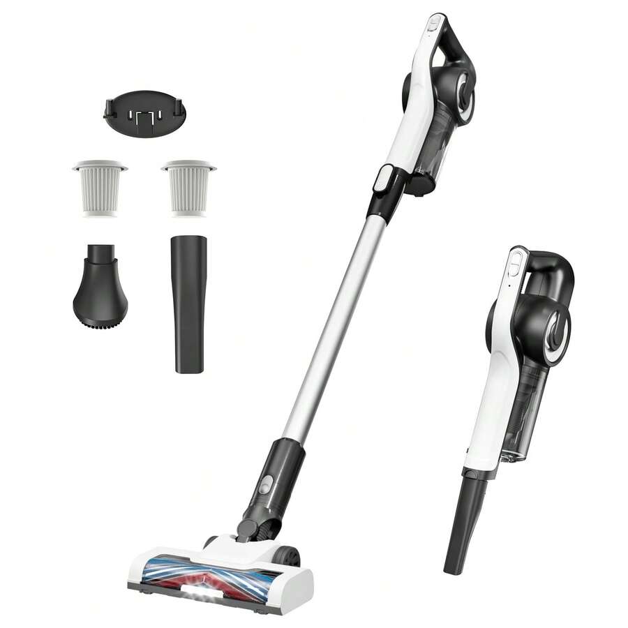 LAMZIEN 无绳吸尘器，15KPA 家用吸尘器，40 分钟运行时间，带充电电池的立式吸尘器，双手持式轻型吸尘器，适用于宠物毛发、地毯和硬木地板 - 查看 1