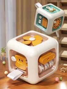 1pc Montessori Educational 6-In-1 Sensory Cube Toy, Multi-Functional Design With Spinning Fans, Buttons, Gears, Tracks To Develop Fine Motor Skills, Cognitive Ability, Sensory Stimulation, Made Of PP+TPE Materials, Dishwasher Friendly