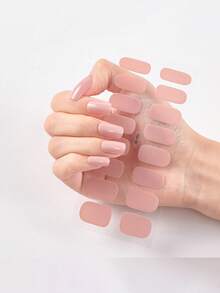 1 hộp 16 miếng dán móng tay gel màu nude, tự dính, bán khô, dán kín toàn bộ móng, cần đèn UV, giữ được 14 ngày, hiệu ứng lấp lánh, dụng cụ làm móng DIY cho nữ, dễ sử dụng, bền, phụ kiện nghệ thuật làm móng. - Nhiều màu - Xem 17