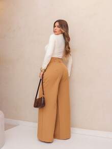 Women Pants - 駝色 - 查看 2