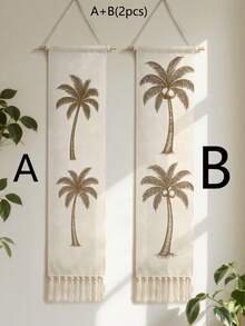 1 tấm thảm treo tường phong cách Boho nhiệt đới in hình cây cọ, thảm tua rua dọc hẹp, thích hợp trang trí phòng ngủ, phòng tắm, phòng khách (số lượng tua rua ngẫu nhiên) - Nhiều màu - Xem 13