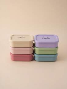 1pc Personalized Customization Name Baby Silicone Food Storage Lunch Box Custom Baby Tableware Three-Compartment Dinner Plate,Halloween Edit,Back To School Fashion,Christmas Gift - Multicolor - View 3