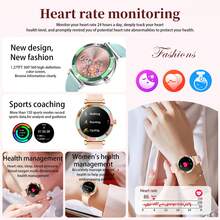 1.27英寸高清显示屏女士智能手表，优雅圆形表盘，健康与健身追踪器，蓝牙通话，110多种运动模式，心率、血氧、睡眠监测，可自定义表盘，IP67级防水，兼容安卓和iOS系统，是送给她的理想礼物 - 金色 - 查看 5