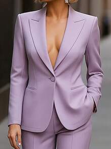 Women's Casual Urban Solid Color Lapel Button Pocket Jacket