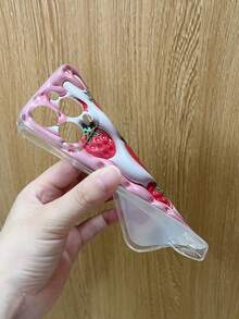 1 Stück transparente TPU Anti-Drop Handyhülle mit buntem 3D Erdbeermuster, kompatibel mit iPhone 15/15Pro/15Plus/15ProMax/16/16Pro/16Plus/16ProMax, Galaxy S23 Ultra/A14/A24, Redmi Note 12 Pro, Pixel 8/8 Pro, wasserdicht, stoßfest, kratzfest