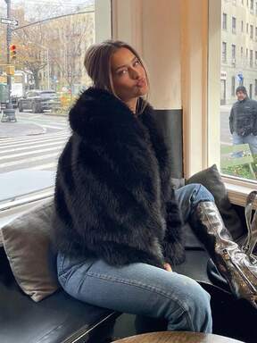 Camélia Nouvelle veste courte à col en fausse fourrure de renard de mode pour l'automne/hiver, manteau en fourrure artificielle jeune