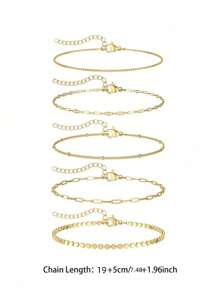 Juego de 5 piezas Pulsera de acero inoxidable para uso diario