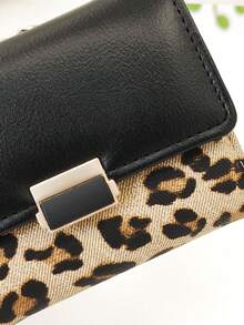 Leopard Print Snap Closure Short Women Wallet Tri-Fold Multi-Function Purse For Women Wallet Mini Wallet Purse Wallet Cheetah Print Small Wallet Cute Wallet Fall Wallet Autumn - Coffee - View 5