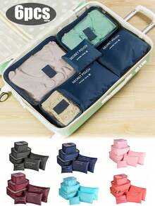 1/6pcs Travel Organizer Set - Multi-Functional Luggage Packing Cubes, Foldable Clothes Storage Bags, Cosmetic Bag, Bathroom Organizer, Summer Travel Essentials, Makeup Brush Holder, Garment & Shoe Organizers, Large Capacity Packing Bags, Compression Sacks, Bridesmaid Gifts, Mother's Day Gifts, Birthday Gifts, Gifts For Friends And Teachers, Home Decor, Bathroom, Living Room, Bedroom Organizers, Jewelry And Nail Polish Storage - Navy Blue - View 2