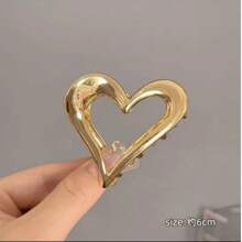 女士情人节礼物金属纯色心形优雅发夹，时尚简约百搭配饰适合日常佩戴和化妆搭配发饰时尚爪夹女士发夹休闲发夹秋季配饰秋季时尚发夹 - 彩色 - 查看 5