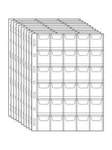 10 Pcs High-Transparency Coin Loose-Leaf Sheets With 20/30/42 Compartments. These Are Available Inner Pages Suitable For Banknote And Coin Loose-Leaf Albums. They Are Single-Sided High-Transparency Coin Album Pages. - Multicolor - View 10