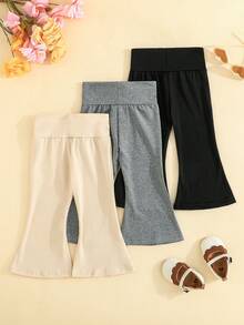 3pcs/Pack Baby Girls' Cute Casual Pants, Multiple Colors - Multicolor - View 2