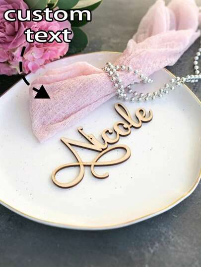 Tarjetas personalizadas de madera para lugares | Tarjetas con nombre de fiesta | Texto de madera personalizado | Tarjetas de lugar | Decoración de mesa | Personalizado