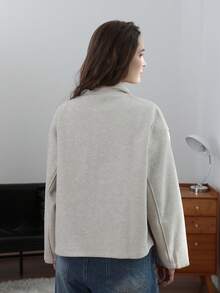 HH 女士秋季时尚复古翻领长袖外套，带口袋，女士休闲百搭长袖外套，白色 - 白色 - 查看 12