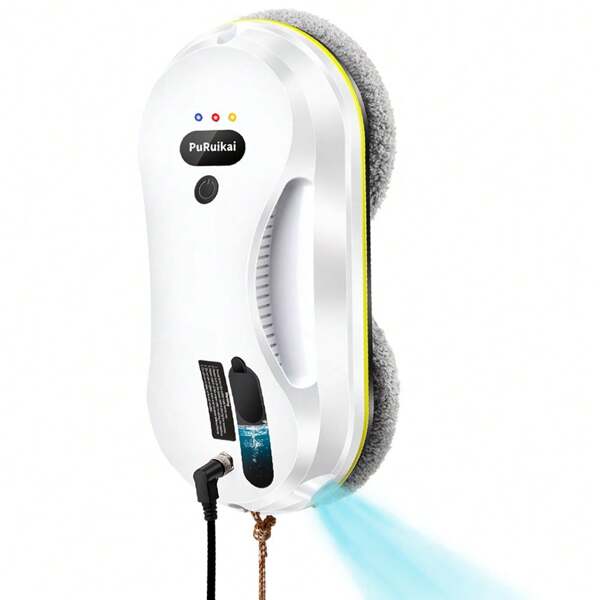 PuRuiKai PuRuiKai Automatischer elektrischer Fensterputzroboter, 65 dB geräuscharm, Fernbedienung, sanftes Saugen, EU-Stecker, intelligenter runder Fensterputzroboter für den Haushalt