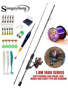 SOUGAYILANG 1.8m Spinning Rod & Reel Combo 5.2:1 Gear Ratio Aluminum Spool - Freshwater Fishing Kit For Gift Trout Bass Catfish Beginners Set (Fishing Line Bait Accessories Random) - Multicolor - View 19