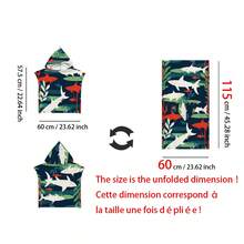 1 件海洋元素连帽印花斗篷、海星贝壳海葵印花沙滩巾、超柔软纤维沙滩毯和带帽沙滩巾二合一纽扣，解开纽扣即可变成沙滩毯、超强吸水毛巾，适合旅行、泳池、潜水、冲浪、瑜伽、露营 - 彩色 - 查看 18