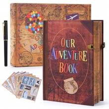 Travel Adventure Scrapbook Set - Lock Notebook Album Our Adventure Book 160 Pages Leather Binding Retro Adventure Quotes - DIY Scrapbook For Wilderness Explorers And Nature Enthusiasts Adult Recording Memory Diary - Luxury Gift For Travel Enthusiasts Anniversary Wedding Commemorative Book Halloween Christmas Valentine's Day Birthday Ideal Gift