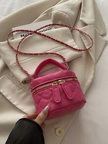 Túi mini nhẹ, túi dây xích, túi chần bông, túi xách tay, túi xô, phù hợp cho nữ sinh, sinh viên và phụ nữ công sở, tuyệt vời cho văn phòng, trường đại học, công việc, đi làm, hoạt động ngoài trời, du lịch và dã ngoại. - Màu Hồng Tươi - Xem 5