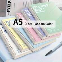 [Motivational Notebook] 1pc A5 Spiral Notebook Journal | 60 Sheets, Daily & Weekly Agenda Planner, Morandi Coil Notepad For Office & School Supplies, Random Color (5.55x8.18 Inches), Time Management & Motivational Design, Planning Notebook, Pastel Notebooks, Quality Paper Material - Multicolor - View 8