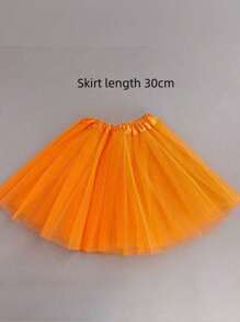 1 Piece 30cm Tutu, Mesh Princess Fluffy Skirt, Cosplay Skirt, Ballet Tutu Skirt, Birthday Party Cosplay Dress, Gauze Skirt, Halloween, Young Girl Solid Color Tutu Skirt, Mesh Fabric, Suitable For Casual And Stage Performance