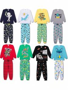 Assorted 4-Piece Kit For Boys' Long-Sleeved Pajamas, Sizes 1 To 10 - 什錦 - 查看 6