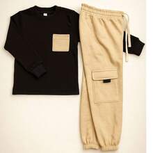 Children's Sweatshirt, Cargo Pants And Jacket Set For Boys And Girls, Autumn Winter - 黑色 - 查看 1