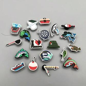 19-Piece Leisure Fishing Series Hole Shoes Flower Field Fishing Tools Fishing Gear Shoe Buckle PVC Fish Accessories