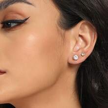 MDFUN 3 对不锈钢精致小金珠/锆石/螺纹螺丝耳钉 - 金黃色 - 查看 8