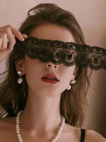 1pc Solid Color Lace Flower Masquerade Eye Mask, Elastic Headband, Soft Inner Layer, Lace Decorated Face Mask, Couples Role-Playing Kit, Suitable For Romantic Nights, Sexy Parties