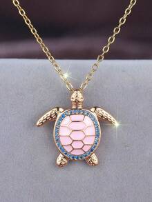 Tsnamer 1 Vintage And Cute Turtle Pendant Necklace, Adorned With Green Enamel And Cubic Zirconia, Perfect For Women And Girls, In A Stylish Nautical Style - Turtle - View 15