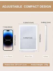 FENCHILIN FENCHILIN Lighted Makeup Vanity Mirror With Magnification For Travel, Large Portable Cosmetic Beauty Mirror With 60 LED Lights 3X 5X Magnifying Mirror Automatic Modes White 7.9'' - 白色 - 查看 8