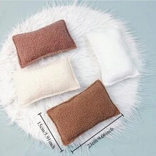 Newborn Photography Props Teddy Fleece Baby Pillow, Soft Infant Head Support Cushion For Photoshoot Studio Shooting Backdrop Accessories Baby Shower Gift - Multicolor - View 3