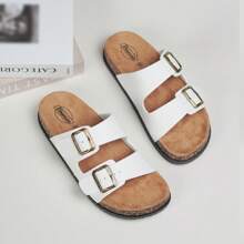 DISARCON Men's Summer New Sandals, Outdoor Street, Matching, Fashion, Casual, Beach, Flat/Mid-Heel/Arch Support/Comfortable Flat Couples Shoes, Breathable High-End/High-Quality/Outdoor Women's Sandals, Adjustable Upper In White/Black/Double Buckle/Metal Buckle/Retro/Classic Indoor Slippers