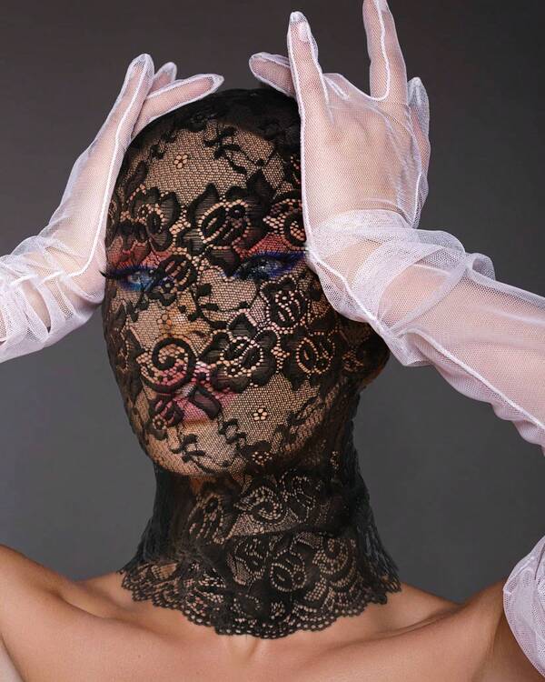 1 Piece Sexy Lace Mask Full Face Masquerade Hollow Out See Through Lace Hood