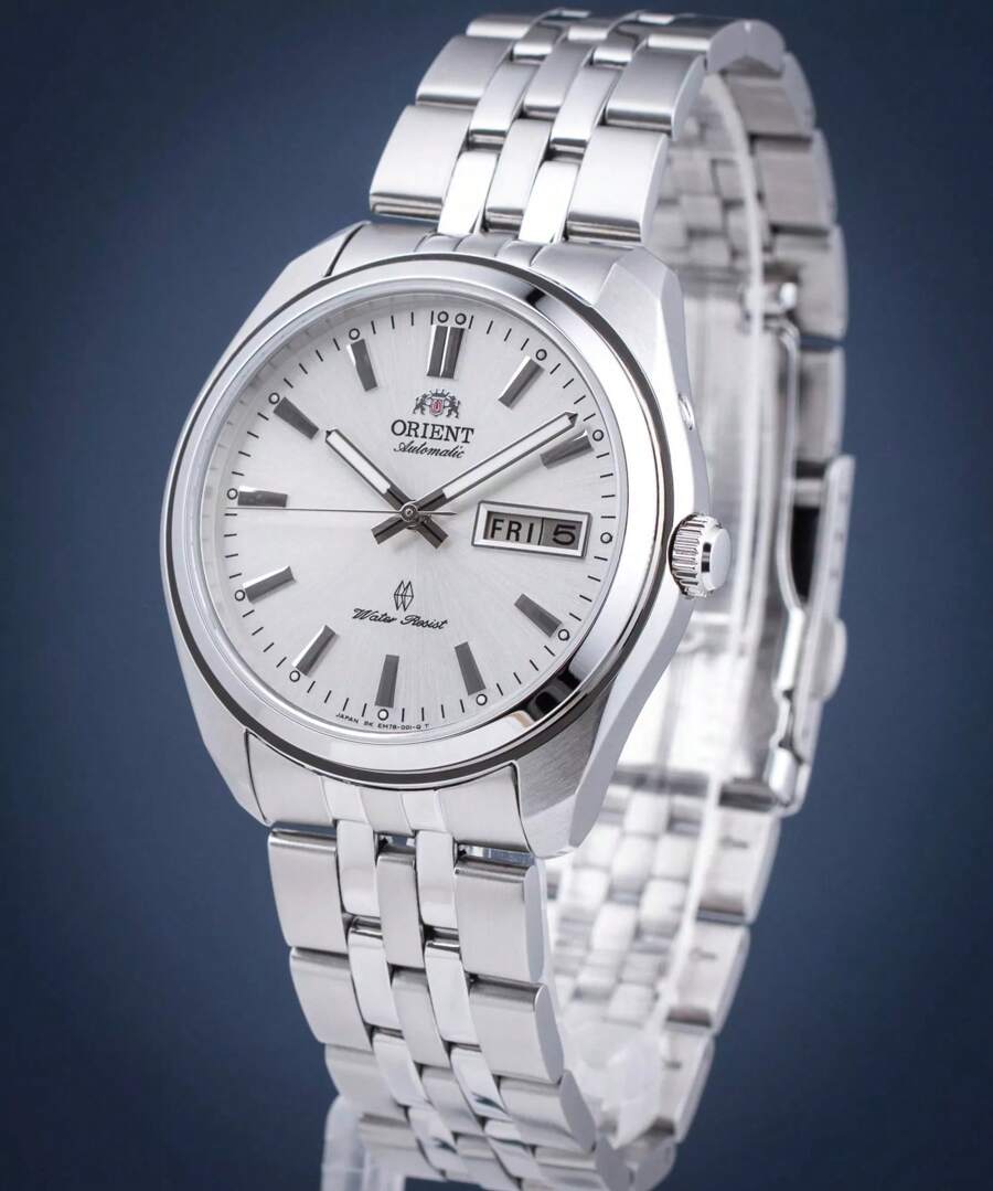 Orient Ceas de mână automat analogic pentru bărbați, din oțel inoxidabil, cu calendar cu dată/zi SEM780002WB, accesorii de modă potrivite pentru viața de zi cu zi, decor vestimentar de afaceri, cadou ideal de ziua de naștere pentru iubit, soț, tată