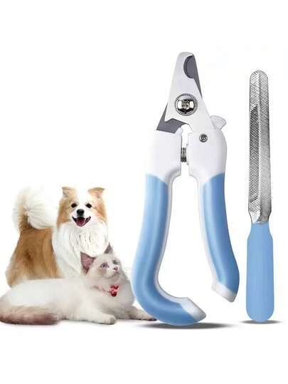 1 Set Stainless Steel Pet Nail Clippers And Trimmers, For Dogs And Cats - With Safety Guard To Prevent Over-Trimming, Sharp Blades - Sturdy Non-Slip Handles - For Safe, Professional Home Grooming