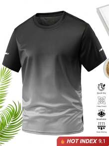 1 件男士圆领 T 恤，男士户外 T 恤，适合外出、户外运动、适合健身房、跑步、训练、运动员、丈夫、男朋友、户外运动必备、夏季 - 灰色 - 查看 3